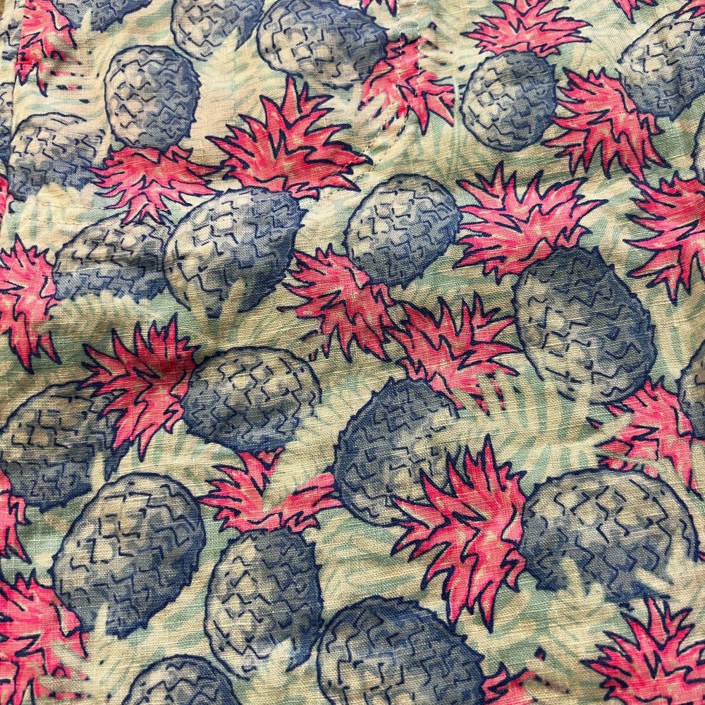 Vineyard Vines 100% Linen Pineapple Print Shirt Dress, sz 2 - Picture 3 of 7